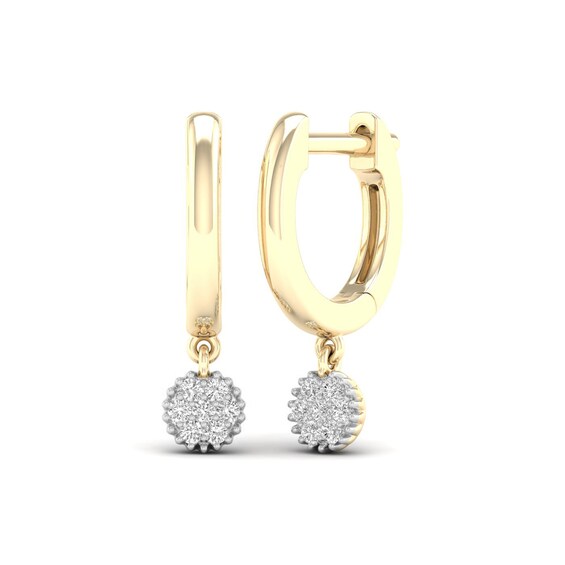 ​​​​​​​14K Gold Plated 1/10 CT. TW. Lab-Grown Diamond Dangle Huggie Hoops