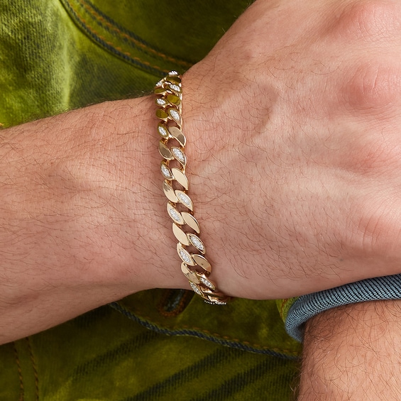14K Gold Plated 1/2 CT. T.W. Lab-Grown Diamond Curb Link Chain Bracelet - 8.5"