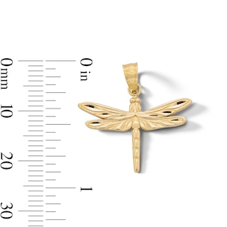 10K Gold Diamond-Cut Dragonfly Necklace Charm