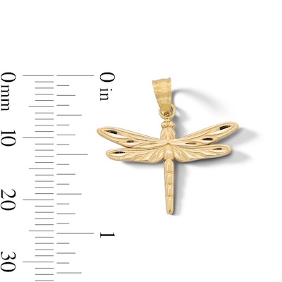 10K Gold Diamond-Cut Dragonfly Necklace Charm