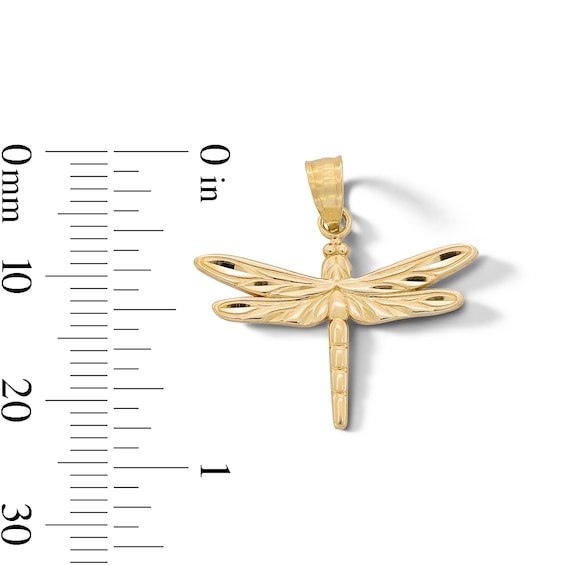 10K Gold Diamond-Cut Dragonfly Necklace Charm