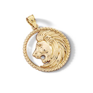 10K Solid Gold Lion Head Necklace Charm