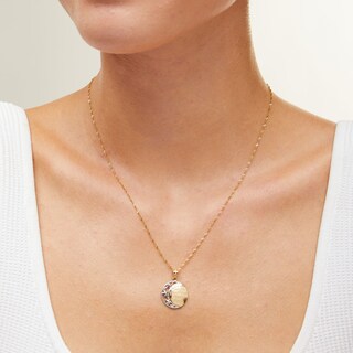 10K Solid Gold Love You to the Moon and Back Two-Tone Necklace Charm
