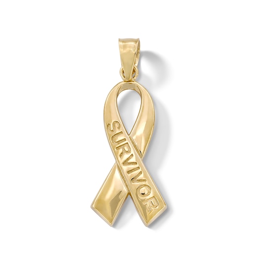 ​​​​​​​​​​​​​​10K Solid Gold Survivor Ribbon Necklace Charm