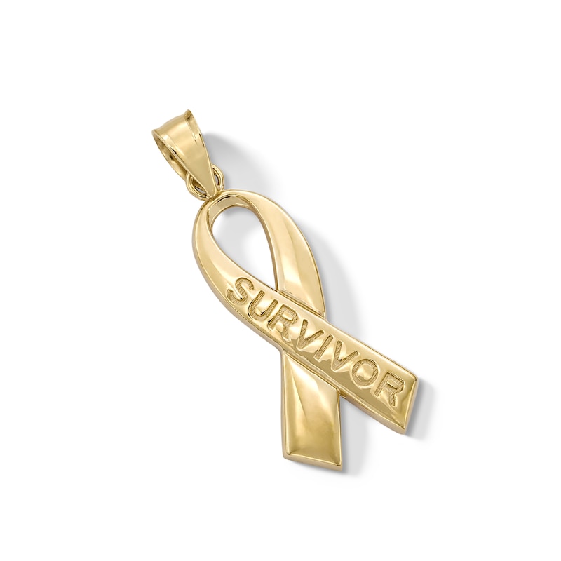 Main Image 3 of ​​​​​​​​​​​​​​10K Solid Gold Survivor Ribbon Necklace Charm