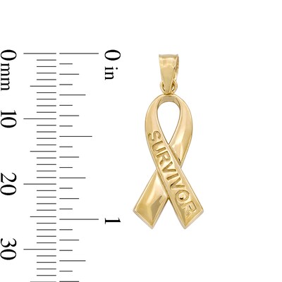 ​​​​​​​​​​​​​​10K Solid Gold Survivor Ribbon Necklace Charm