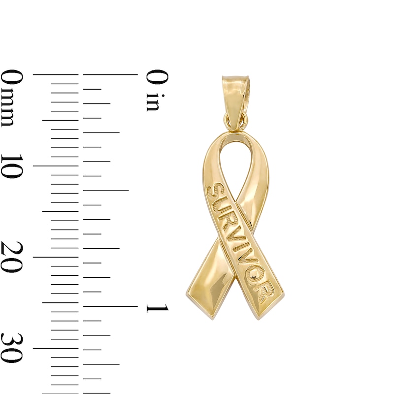 Main Image 4 of ​​​​​​​​​​​​​​10K Solid Gold Survivor Ribbon Necklace Charm