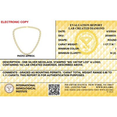 14K Gold Plated 1 CT. T.W. Lab-Grown Diamond Curb Link Chain - 20"