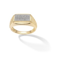 10K Solid Gold 1/5 CT. T.W. Diamond Round Edge Rectangle Ring
