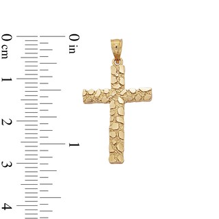 10K Solid Gold Nugget Cross Necklace Charm