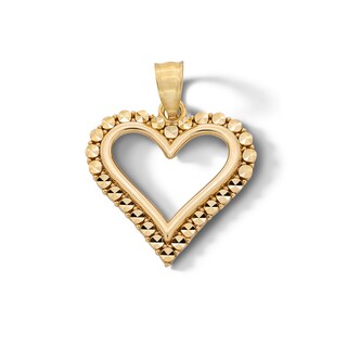 10K Solid Gold Diamond-Cut Heart Outline Charm