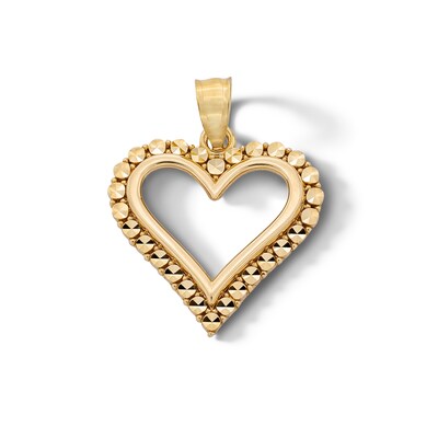 10K Solid Gold Diamond-Cut Heart Outline Charm