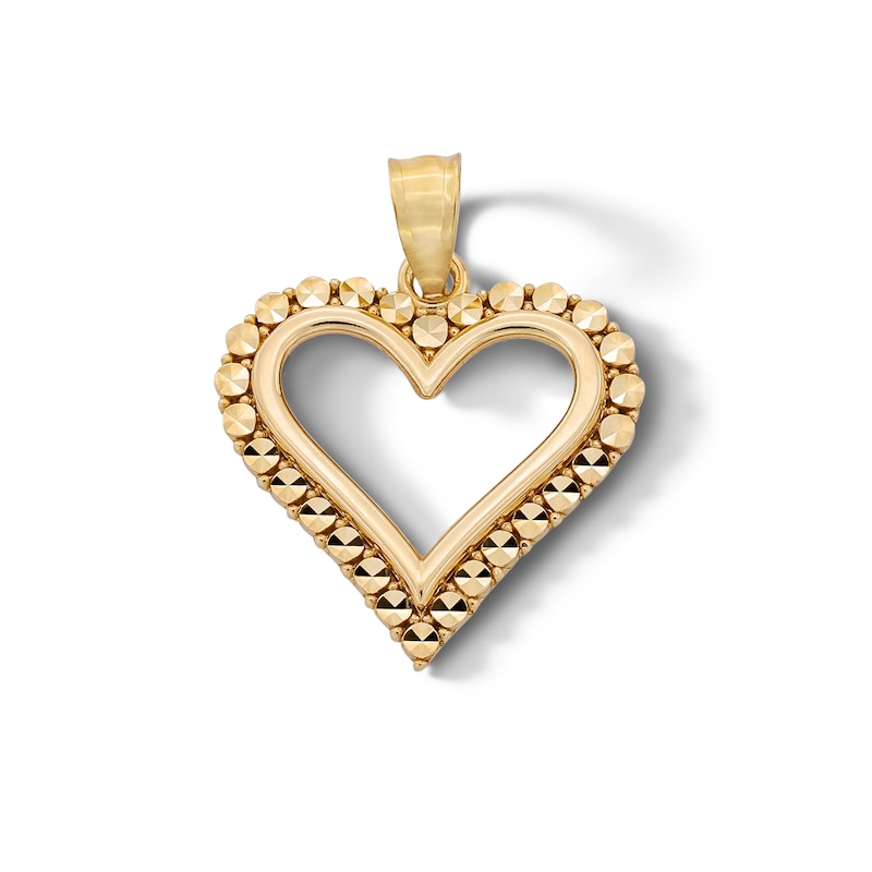 10K Solid Gold Diamond-Cut Heart Outline Charm