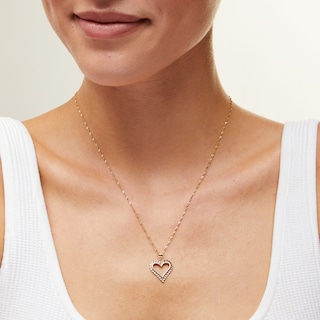 10K Solid Gold Diamond-Cut Heart Outline Charm