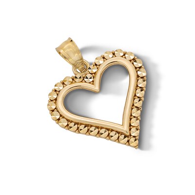 10K Solid Gold Diamond-Cut Heart Outline Charm