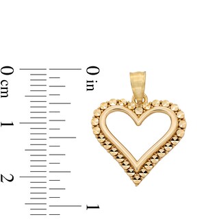 10K Solid Gold Diamond-Cut Heart Outline Charm
