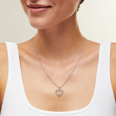 10K Solid Gold Floral Heart Tri-Tone Necklace Charm