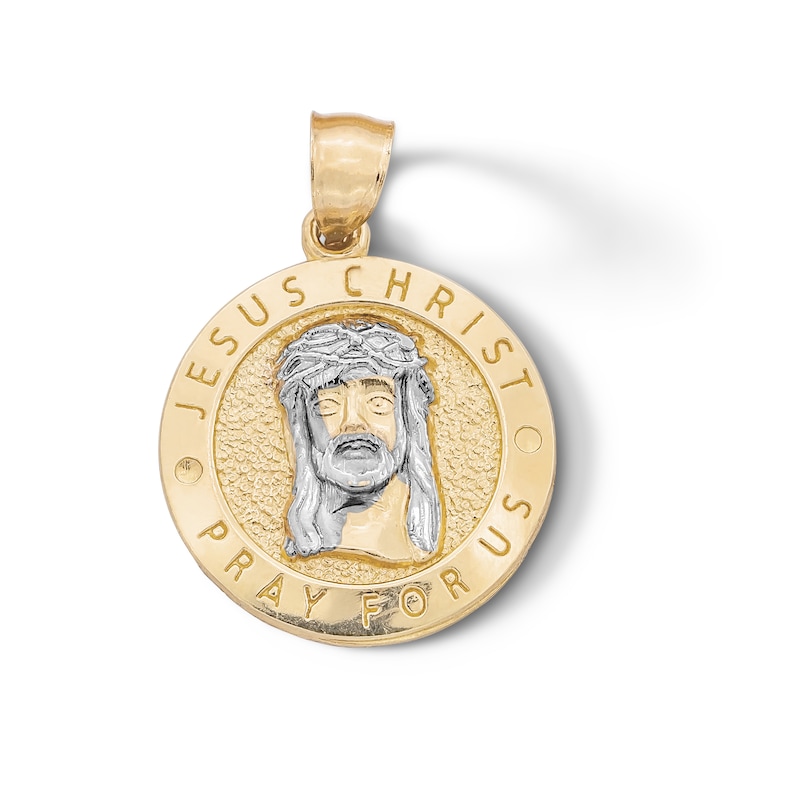 10K Solid Gold Jesus Christ Pray For Us Two-Tone Charm