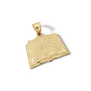 10K Solid Gold Open Bible Necklace Charm