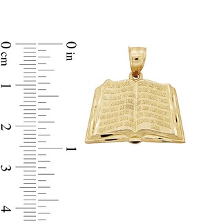 10K Solid Gold Open Bible Necklace Charm