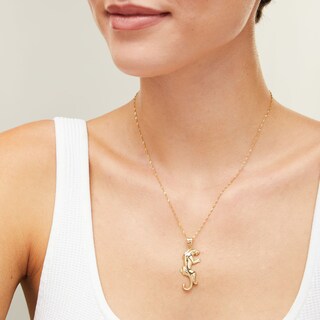 10K Solid Gold Panther Necklace Charm