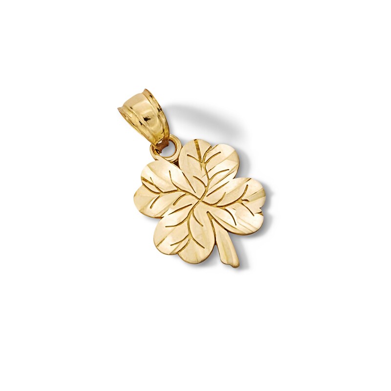 10K Solid Gold Four Leaf Clover Necklace Charm