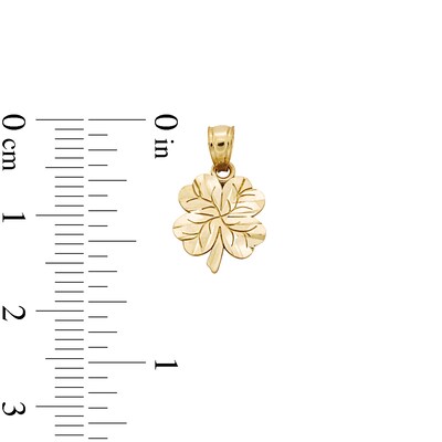 10K Solid Gold Four Leaf Clover Necklace Charm