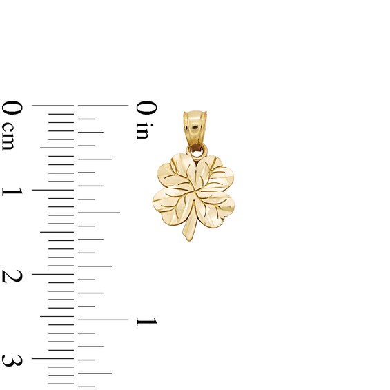 10K Solid Gold Four Leaf Clover Necklace Charm