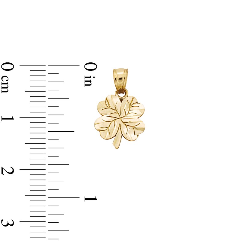 10K Solid Gold Four Leaf Clover Necklace Charm