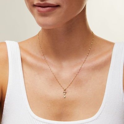 10K Solid Gold Heart Key Necklace Charm