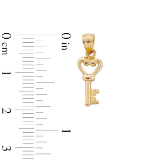 10K Solid Gold Heart Key Necklace Charm