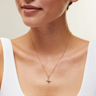 10K Solid Gold North Star Necklace Charm