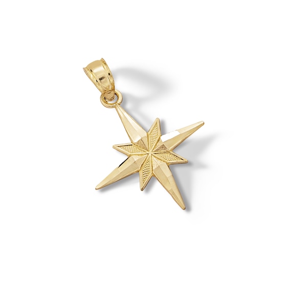 10K Solid Gold North Star Necklace Charm