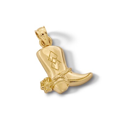 10K Solid Gold Cowboy Boot Necklace Charm