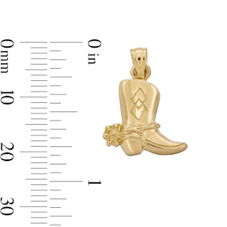 10K Solid Gold Cowboy Boot Necklace Charm
