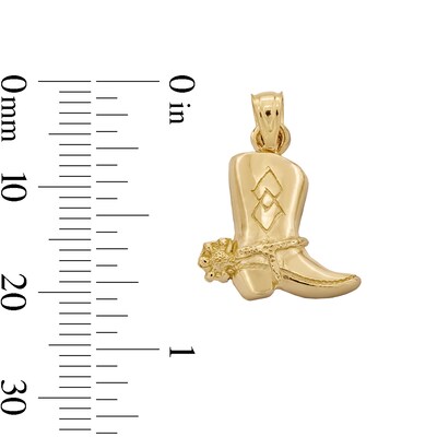 10K Solid Gold Cowboy Boot Necklace Charm
