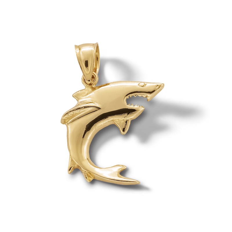 10K Solid Gold Shark Necklace Charm