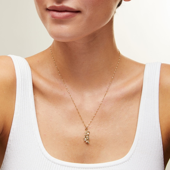 10K Solid Gold Mermaid Necklace Charm