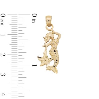 10K Solid Gold Mermaid Necklace Charm