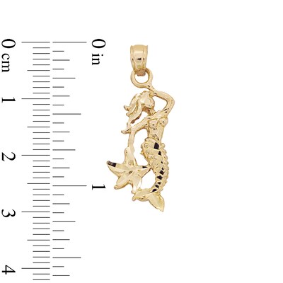 10K Solid Gold Mermaid Necklace Charm