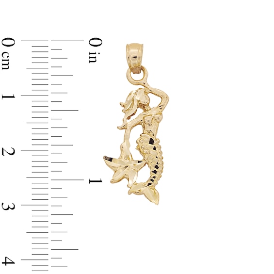 10K Solid Gold Mermaid Necklace Charm