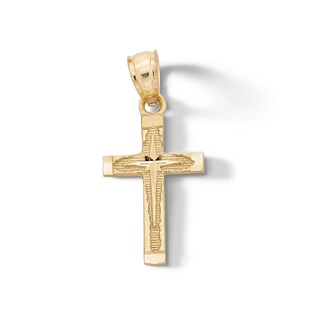 ​​​​​​​​​​​​​​10K Solid Gold Diamond-Cut North Star Cross Necklace Charm