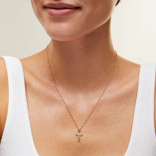 ​​​​​​​​​​​​​​10K Solid Gold Diamond-Cut North Star Cross Necklace Charm