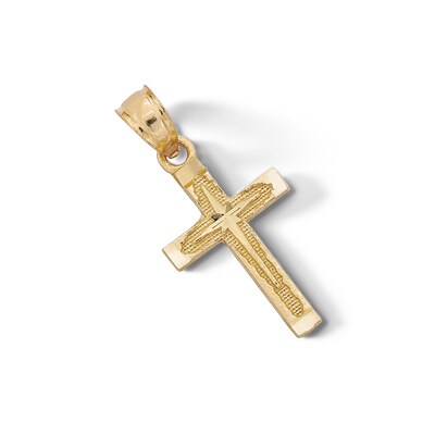 ​​​​​​​​​​​​​​10K Solid Gold Diamond-Cut North Star Cross Necklace Charm