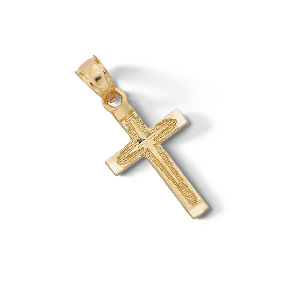 ​​​​​​​​​​​​​​10K Solid Gold Diamond-Cut North Star Cross Necklace Charm