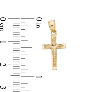 ​​​​​​​​​​​​​​10K Solid Gold Diamond-Cut North Star Cross Necklace Charm