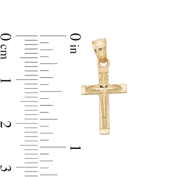 ​​​​​​​​​​​​​​10K Solid Gold Diamond-Cut North Star Cross Necklace Charm