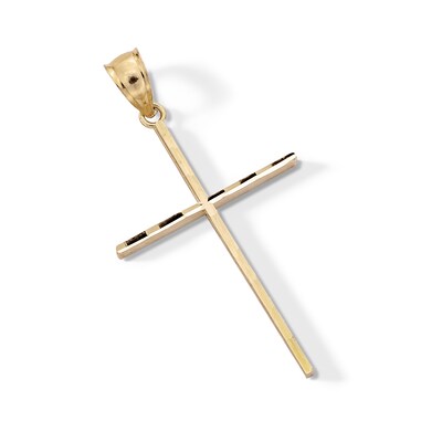 10K Solid Gold Slender Cross Necklace Charm