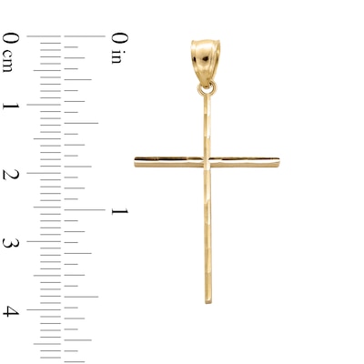 10K Solid Gold Slender Cross Necklace Charm