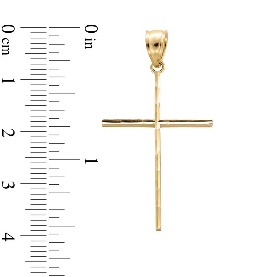 10K Solid Gold Slender Cross Necklace Charm